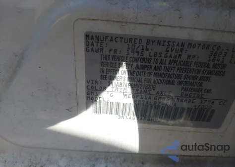 2017 Nissan Sentra S/Sv/Sr/Sl from USA, damaged, VIN 3N1AB7AP8HY218209